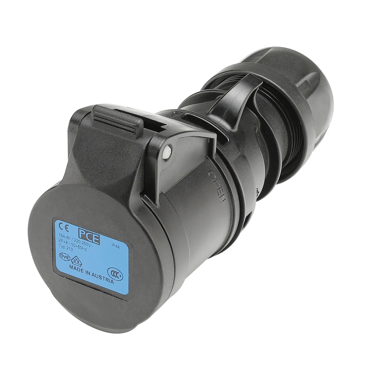 CEE-Kabeldose 3-pol blau, sw. Gehäuse