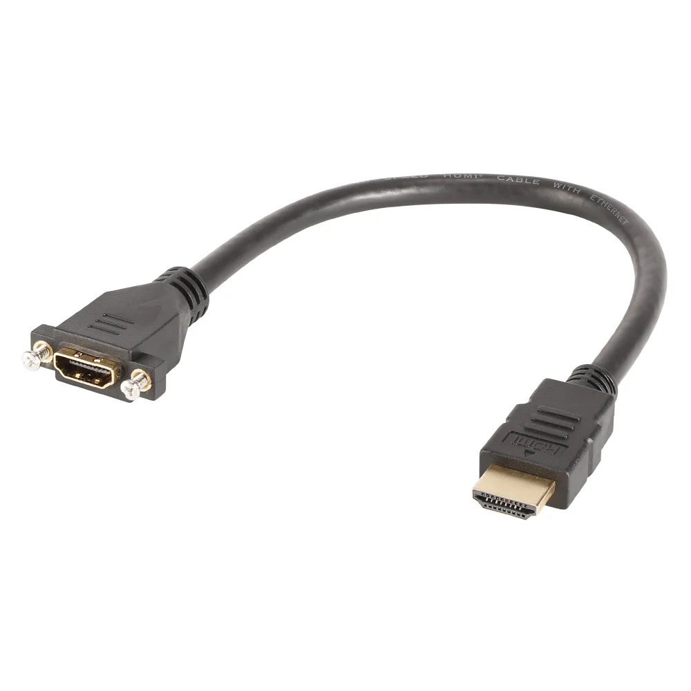 HDMI fm Einbau<>HDMI male, 30cm, schwarz