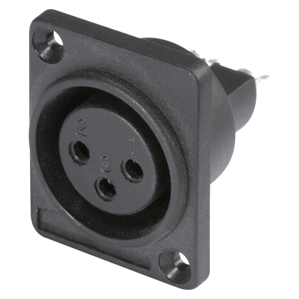 HICON XLR-3-pol Einbaubuchse, Plastik, sw