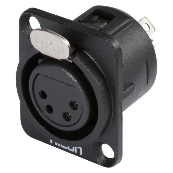 HICON XLR-4-pol Einbaubuchse, Metall, sw