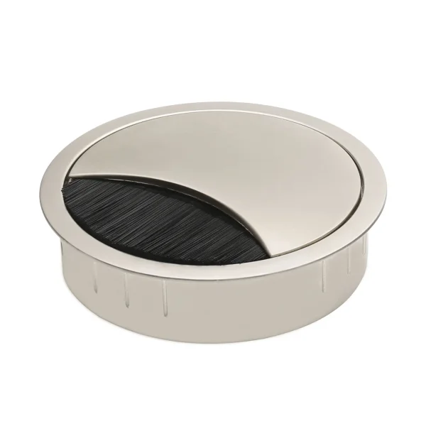 Kabeldurchführung, rund, Edelstahl-Optik